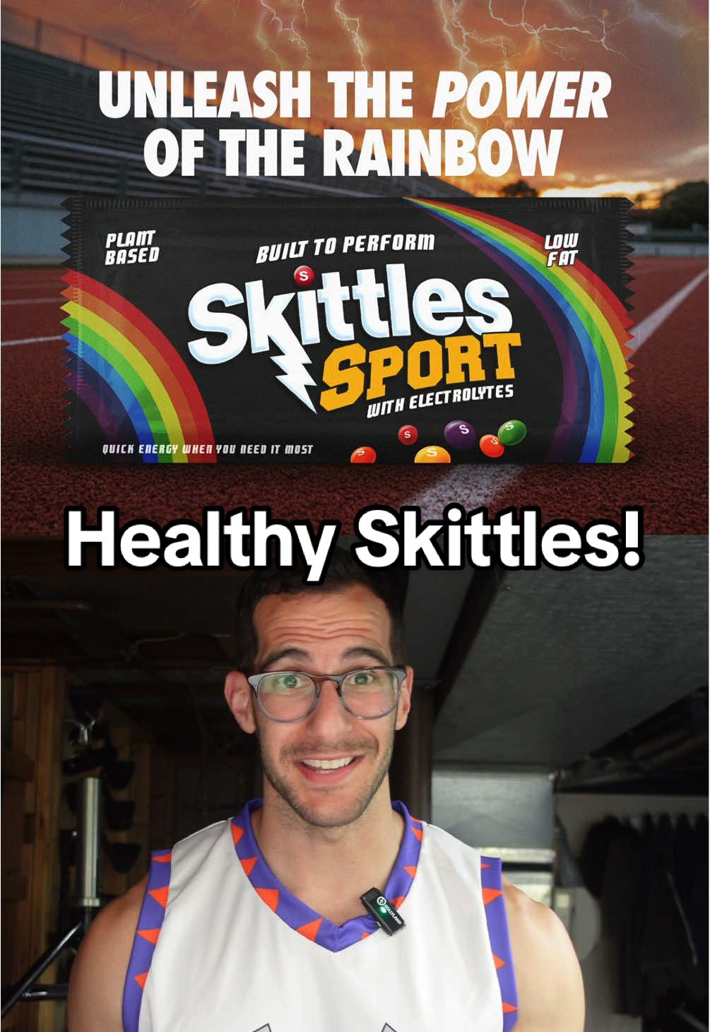 TikTok post by @mattrosenman for SKITTLES. Caption reads: @skittles as a health food? Sign me up🤌 So many....