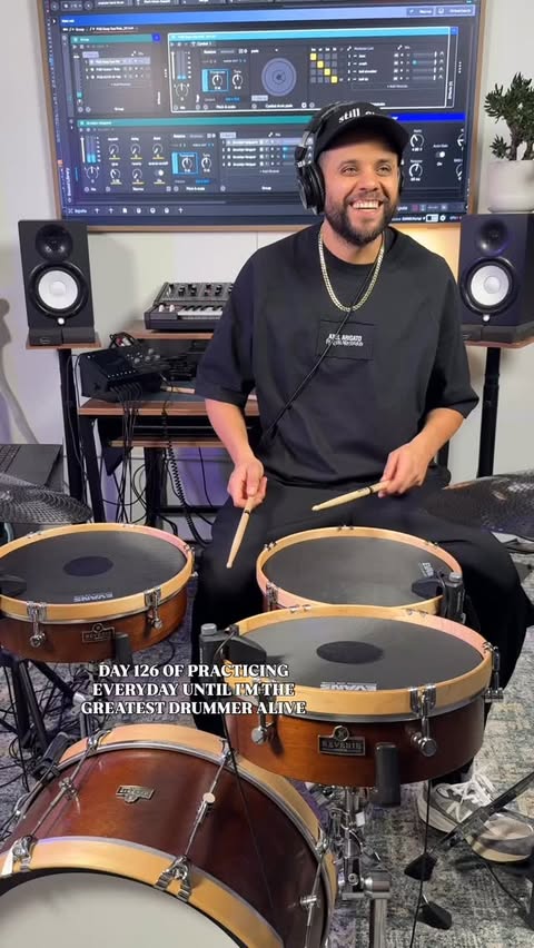 Instagram post by @kassaoverall for EVANS Drumheads. Caption reads: had a great day today at the @sunhouseinc studio....