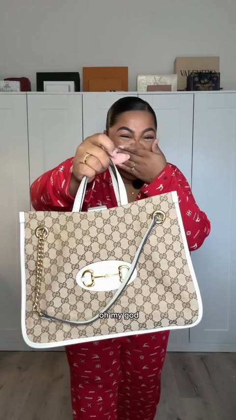 Instagram post by @mayadannie for Soma. Caption reads: [...] and @gucci . A robe and pants from....