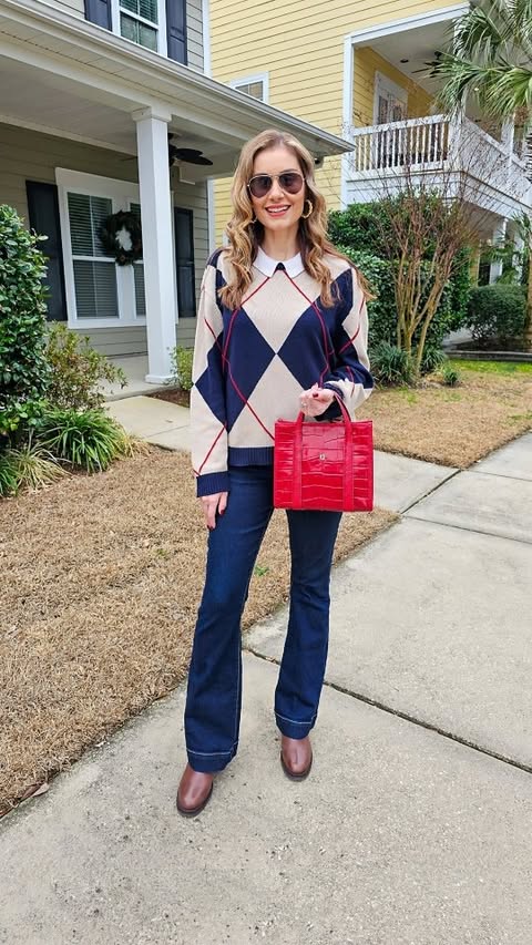 Instagram post by @agirlinshades2 for Eric Javits. Caption reads: [...] ▫️Earrings @holstandlee ▫️Bag @EricJavits —....