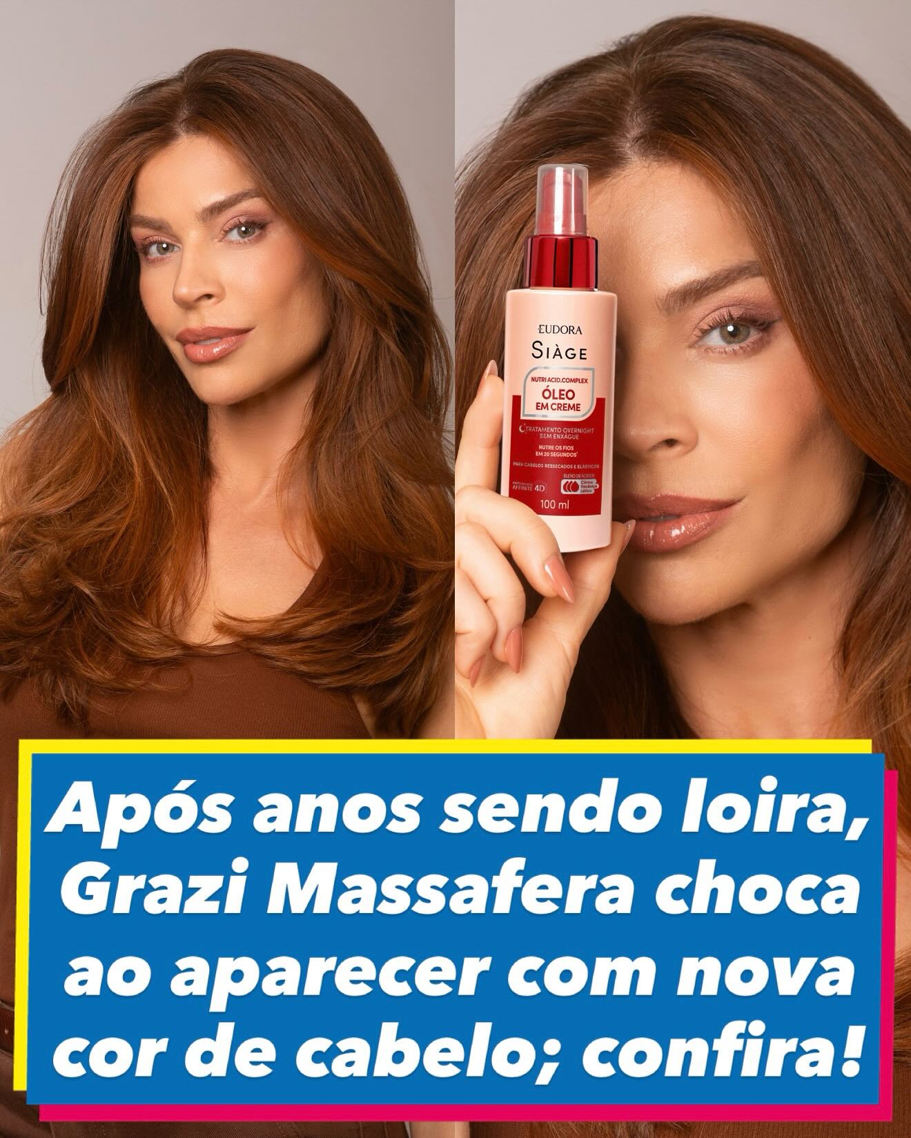 Instagram post by @nanarude for Eudora. Caption reads: OMG, ELA MUDOU! 🔥 Depois de muitos anos com os....