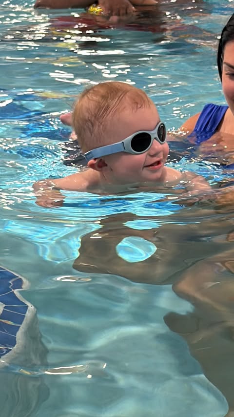 Instagram post by @carlylefrawley for Goldfish Swim School. Caption reads: [...] #GoldfishFranklin #GoldfishSwimSchool.