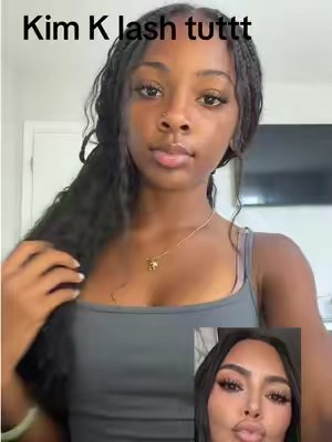TikTok post by @milani.145 for Maxcomfi. Caption reads: The secret behind that Kim K lash look… #maxcomfi....
