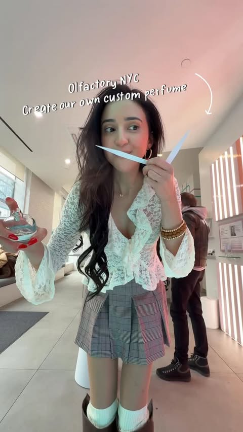 Instagram post by @gisele.ayora for Olfactory NYC. Caption reads: Bestie and I went to @olfactorynyc so we could....