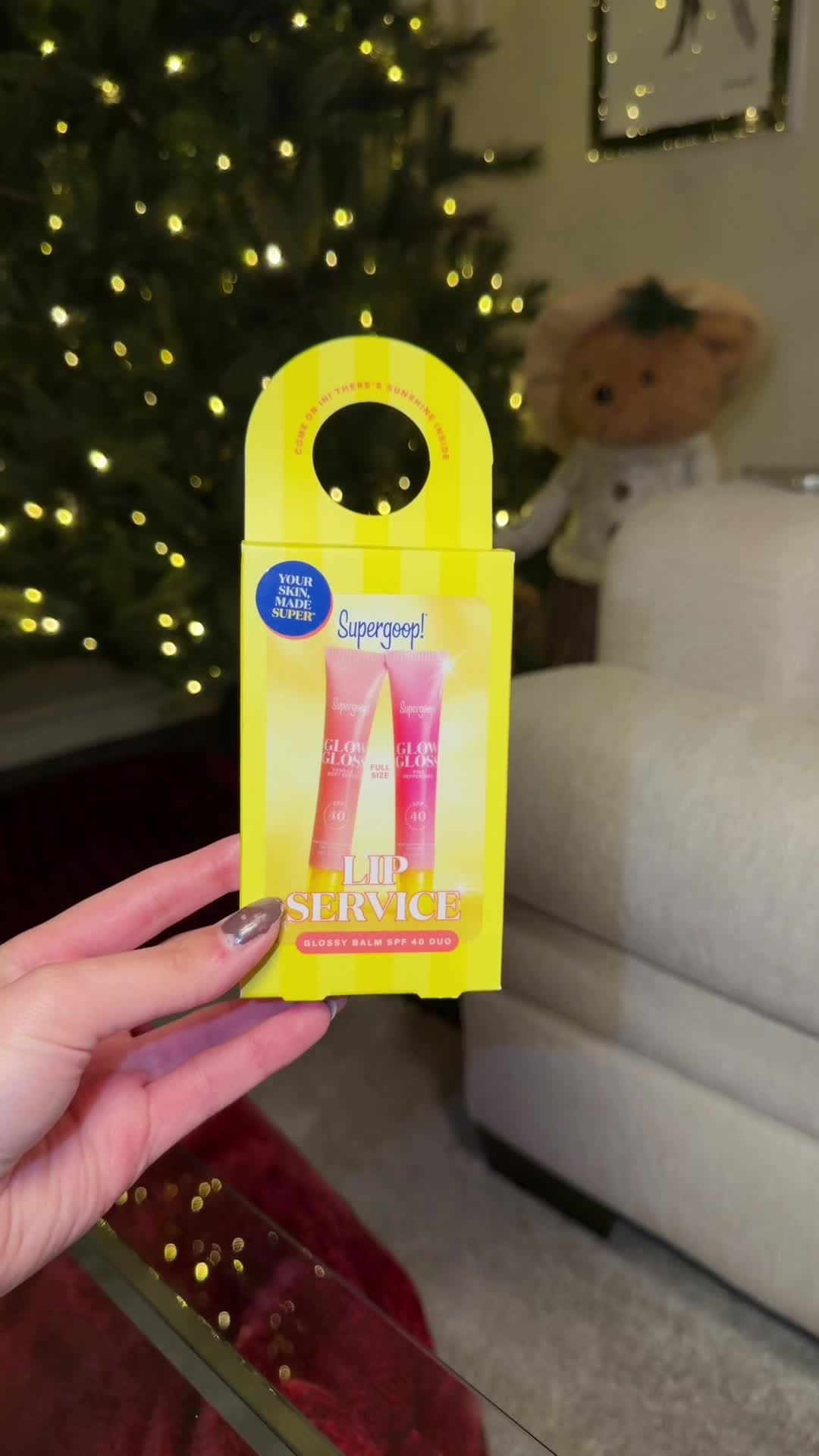 TikTok post by @psychictexas for Supergoop. Caption reads: [...] love these lip balms @Supergoop this set is....