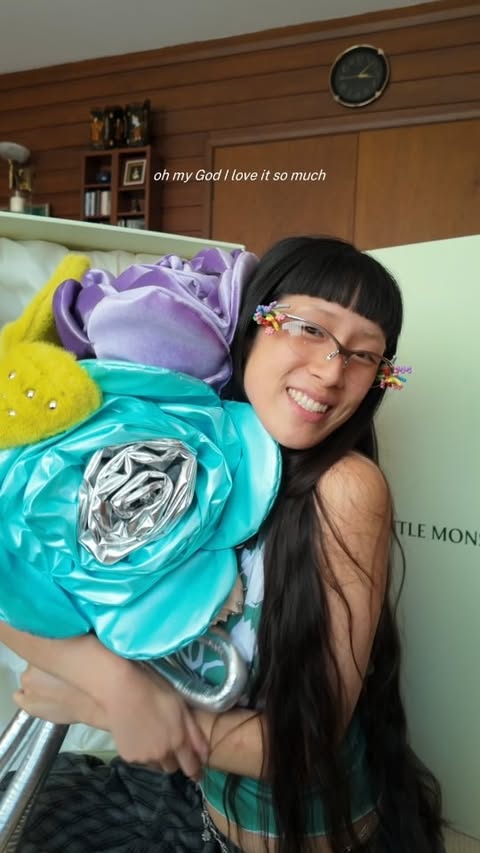 Instagram post by @tarachandra_ for GENTLE MONSTER. Caption reads: unboxing Gentle Monster's new Bouquet....