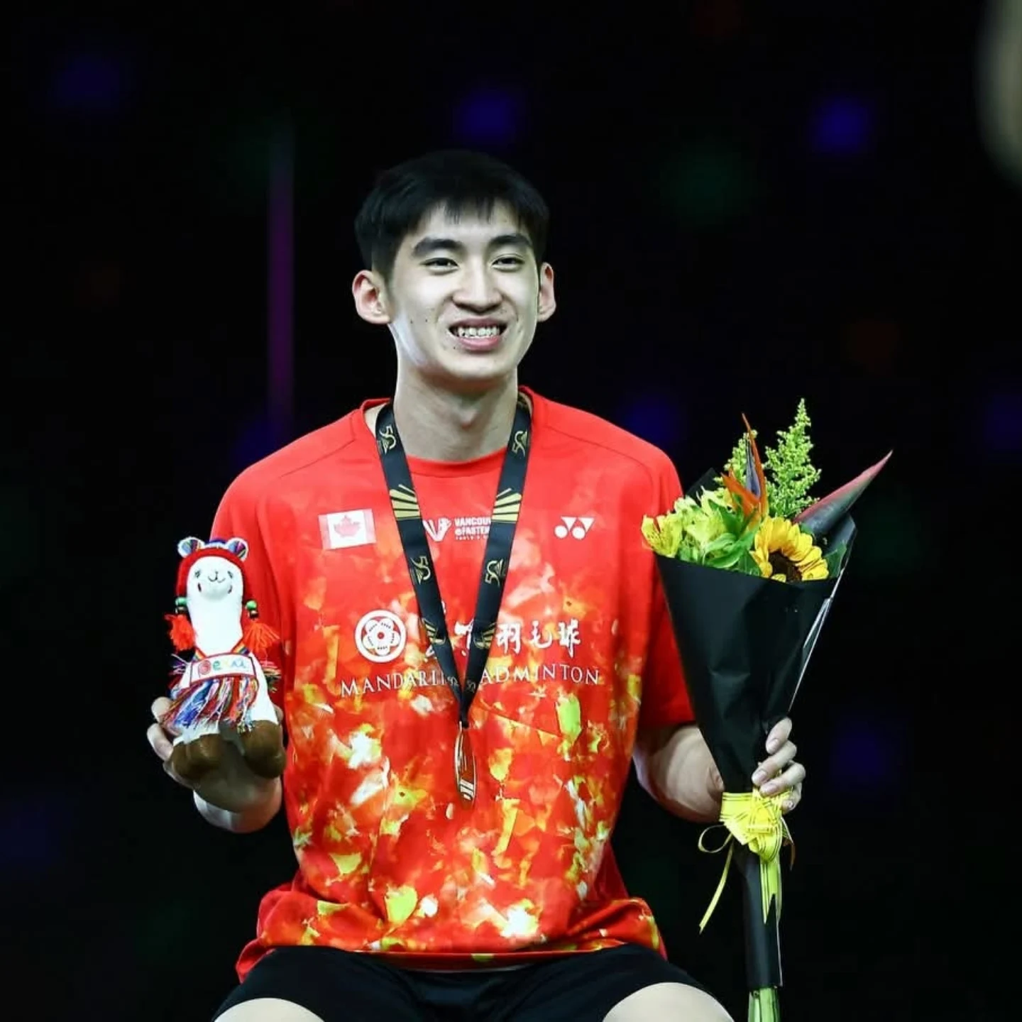 Instagram post by @victorlaiii for Yonex. Caption reads: [...] 💪. Next, thank you to my sponsors,....