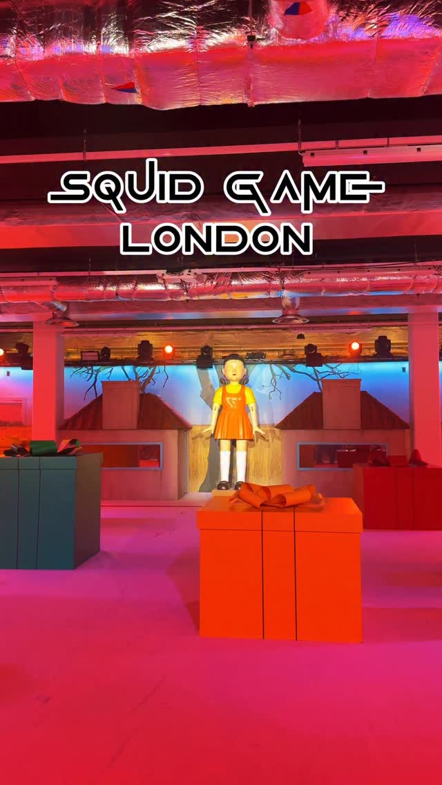 Instagram post by @miro_knows_everything for fvrup.com. Caption reads: 🚨 Did you know? Squid Game has arrived in London!....