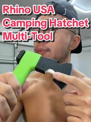 TikTok post by @mistercharsiu for RHINO USA. Caption reads: These Camping Hatchets from @Rhino USA are an....