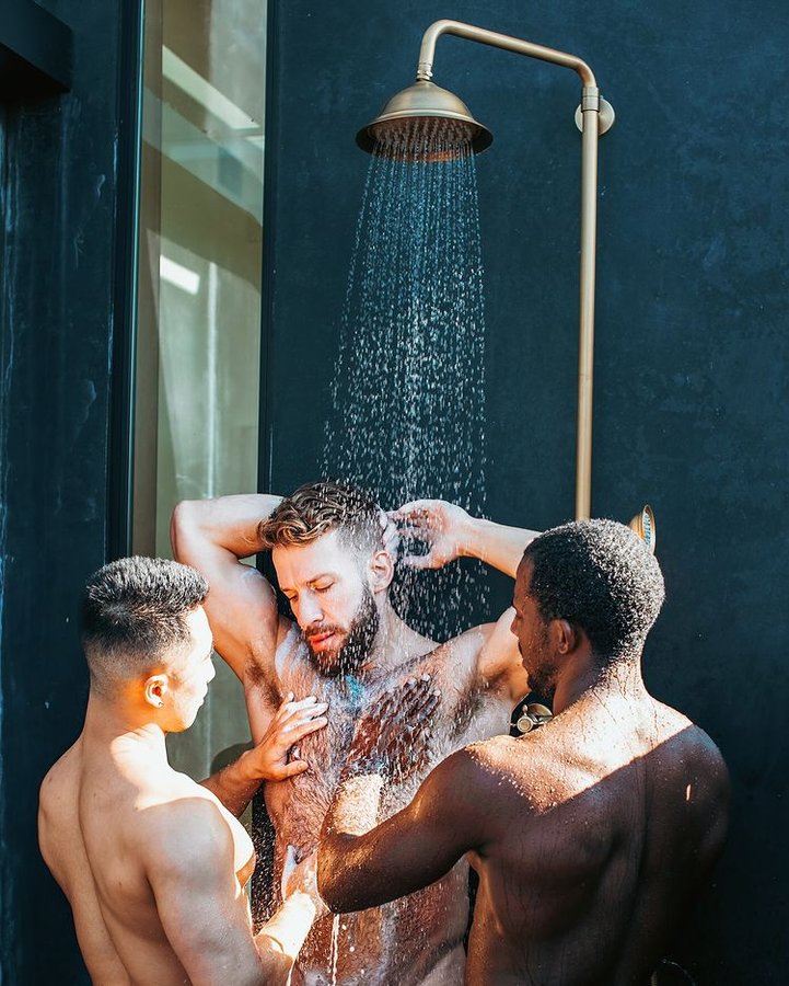 Instagram post by @morgxnthicke for SCRUFF. Caption reads: [...] for this weekend, you can find it on SCRUFF....