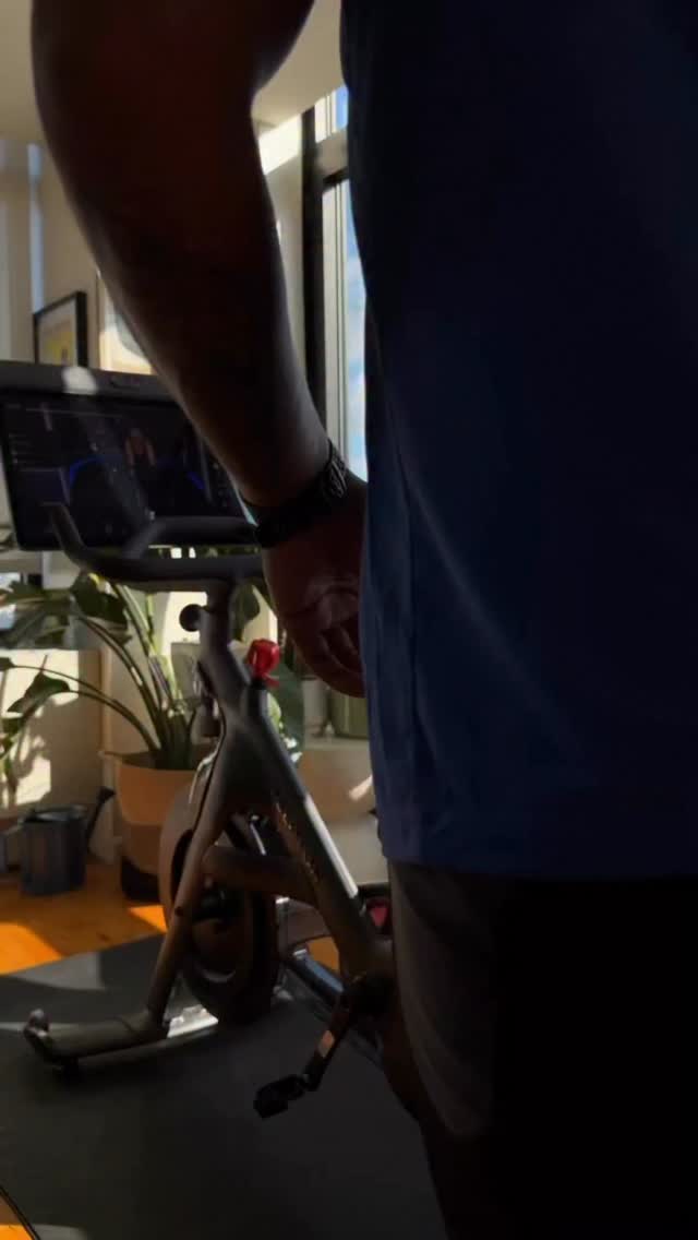 Instagram post by @radichell for Peloton. Caption reads: Move with intention, flow from ride to strength,....