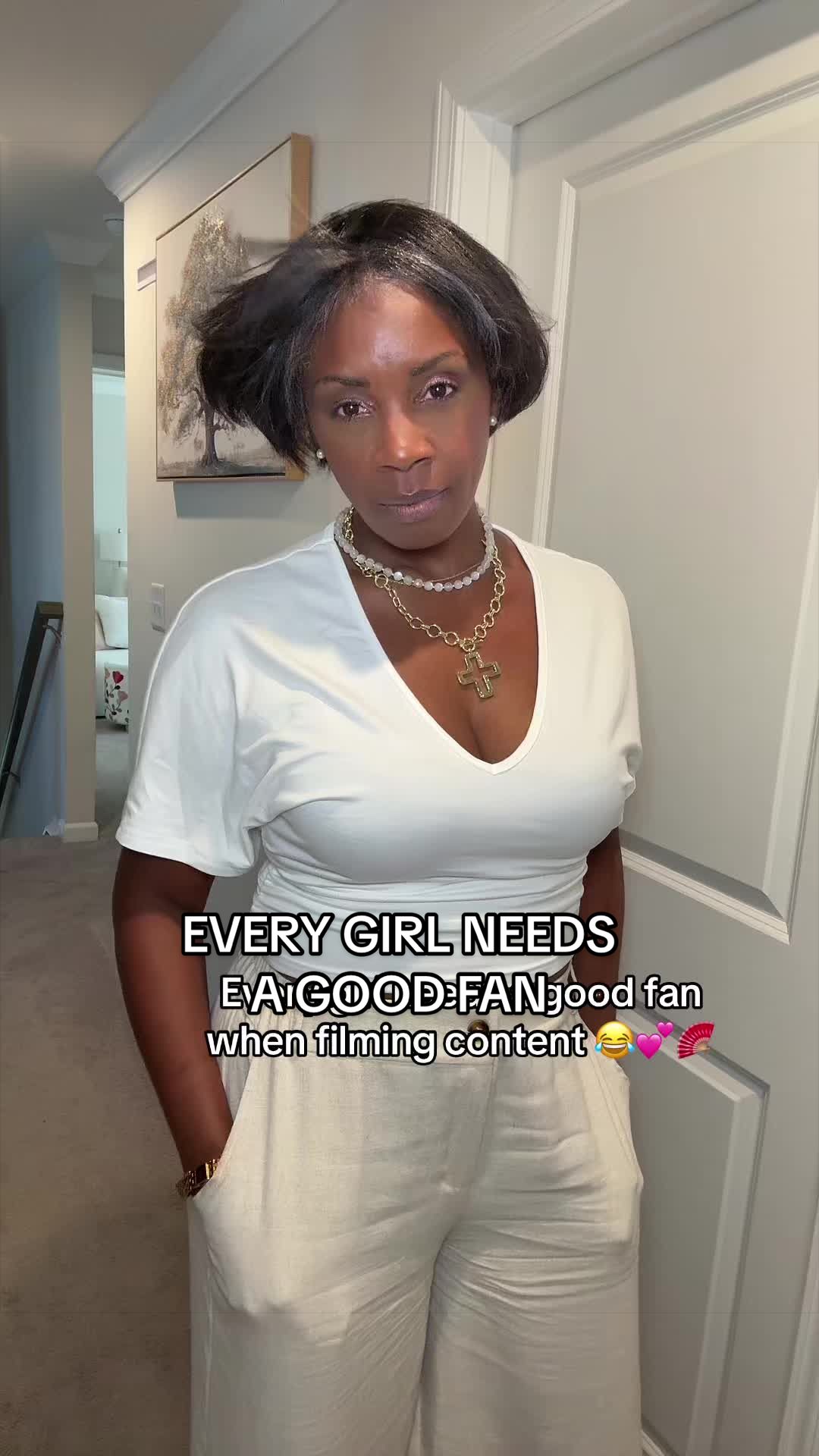 TikTok post by @minniebees for Sweetcrispy. Caption reads: [...] X we need a fan when creating content....