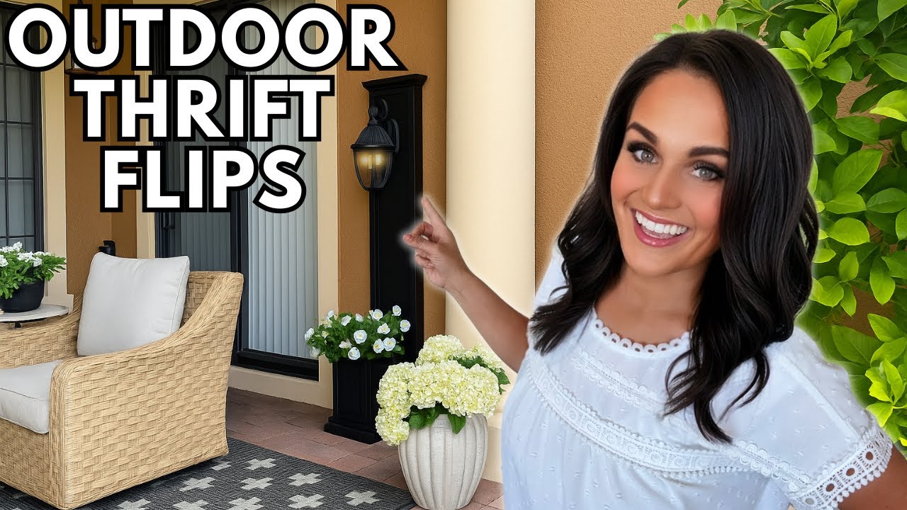 YouTube post by @designedtothenines for Foreo. Caption reads: Thrift Flips That Look Expensive: DIY Outdoor....