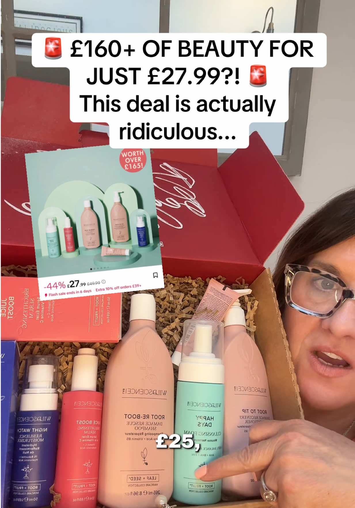 TikTok post by @clareepls for OK! Beauty Box. Caption reads: [...] to double-check the price. 🤯 The @OK!....