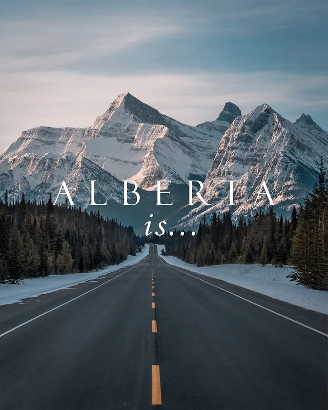 Instagram post by @danschyk for Travel Alberta. Caption reads: Alberta just dropped her winter colour palette:....