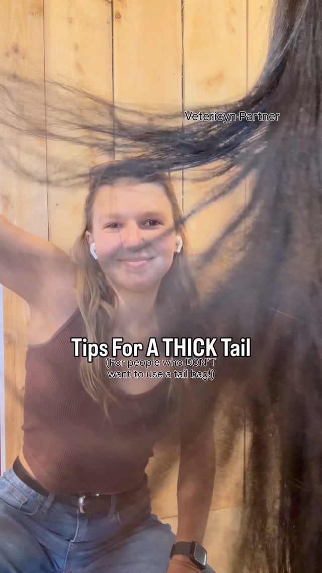 Instagram post by @doublezfarm for Vetericyn. Caption reads: #ad Tips for helping your horse grow a thick tail....