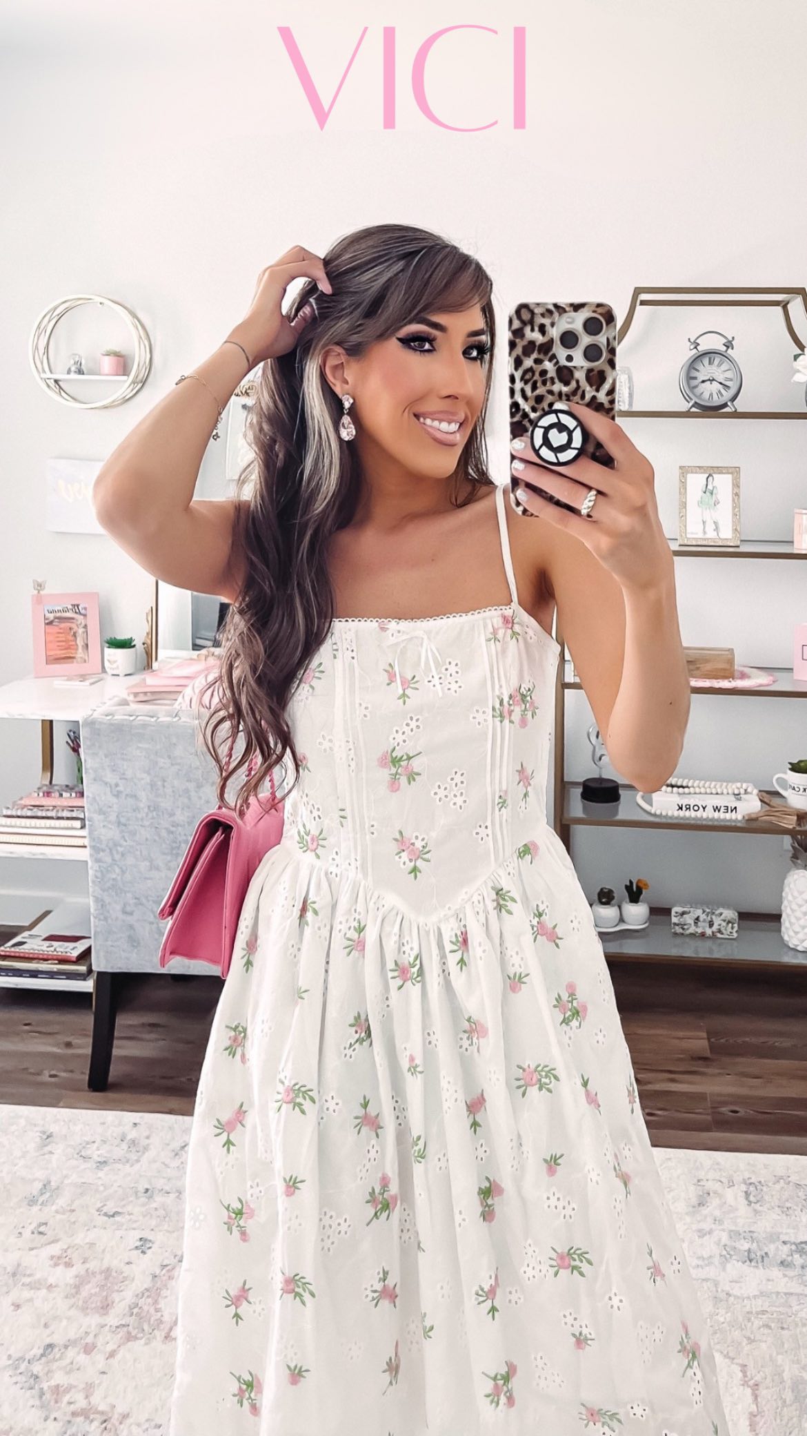 Instagram post by @stylesbybriannajane for VICI COLLECTION. Caption reads: Time to bust out the Spring dresses! Love how....