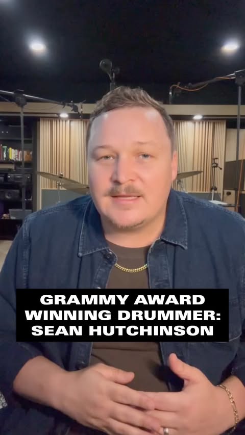 Instagram post by @hutchdrums for Splice. Caption reads: Grammy-winning session drummer, Sean Hutchinson....