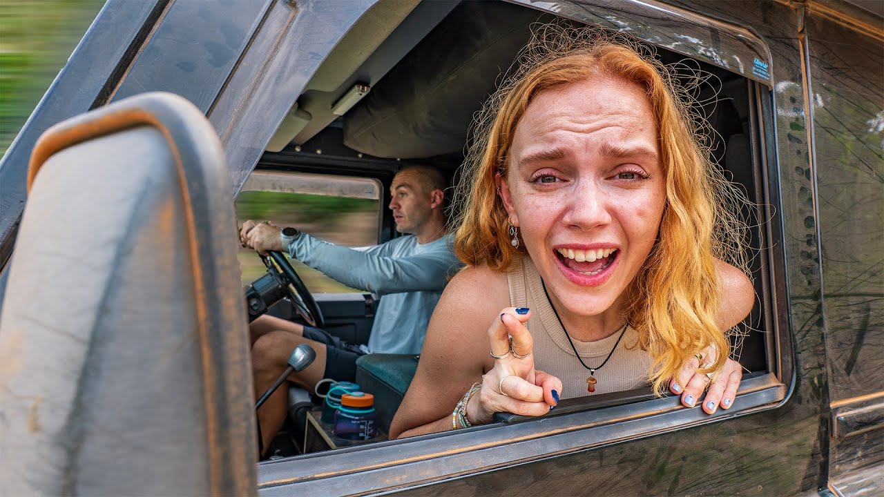 YouTube post by @TheJammyGits for Surfshark. Caption reads: We Need to Move FAST! (Driving the length of....