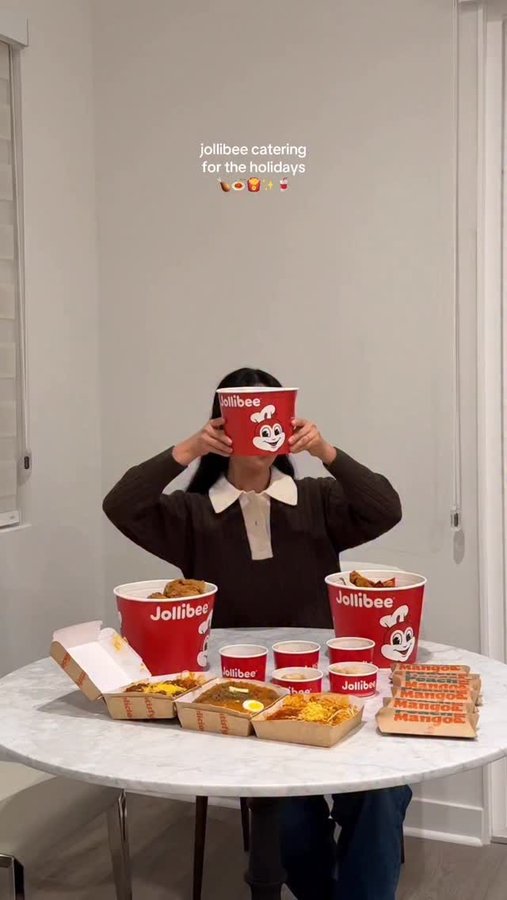 Instagram post by @conniecyang for Jollibee US. Caption reads: hosting friendsgiving doesn’t have to be....