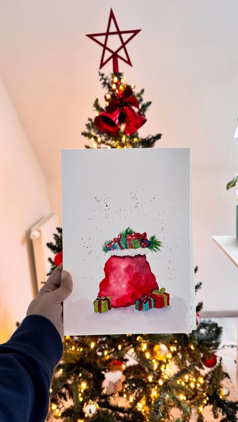 Instagram post by @nilsartsy_cove for MEEDEN ART. Caption reads: Santa is packing his bags…. Did you send your....