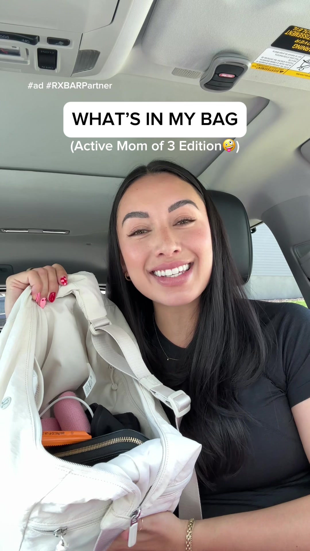 TikTok post by @sabriena_abrre for RXBAR. Caption reads: #ad pulled a 🧦… a toy butterfly 🦋 … a resistance....