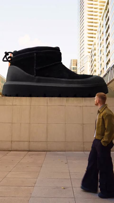 Instagram post by @vine.fits for UGG. Caption reads: POV: first time wearing your Classic Ultra Mini....