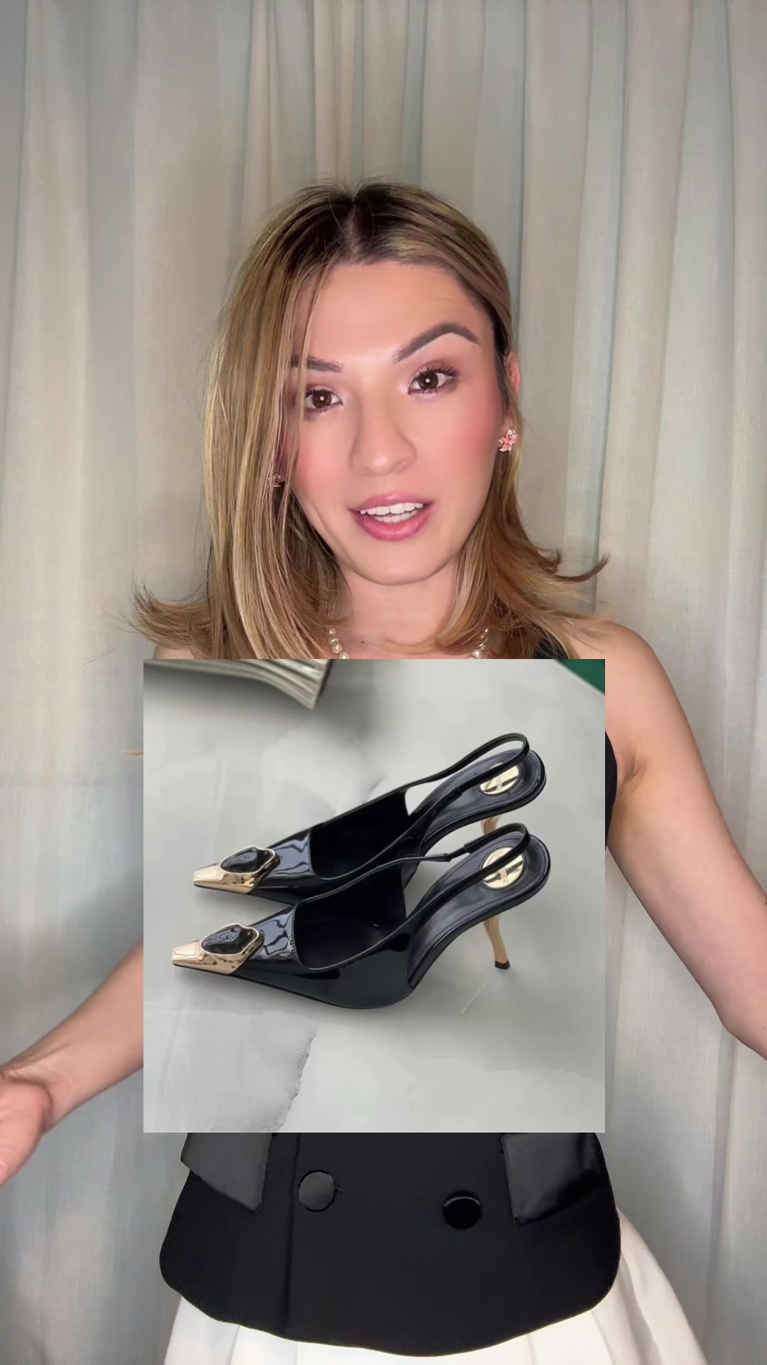 TikTok post by @emmy_style for Jeffrey Campbell Shoes. Caption reads: Unboxing Sorcere slingback de @Jeffrey Campbell....