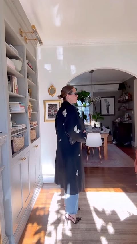 Instagram post by @brooklynblonde1 for Saks Fifth Avenue. Caption reads: When the coat is the outfit! @saks @cinqasept....