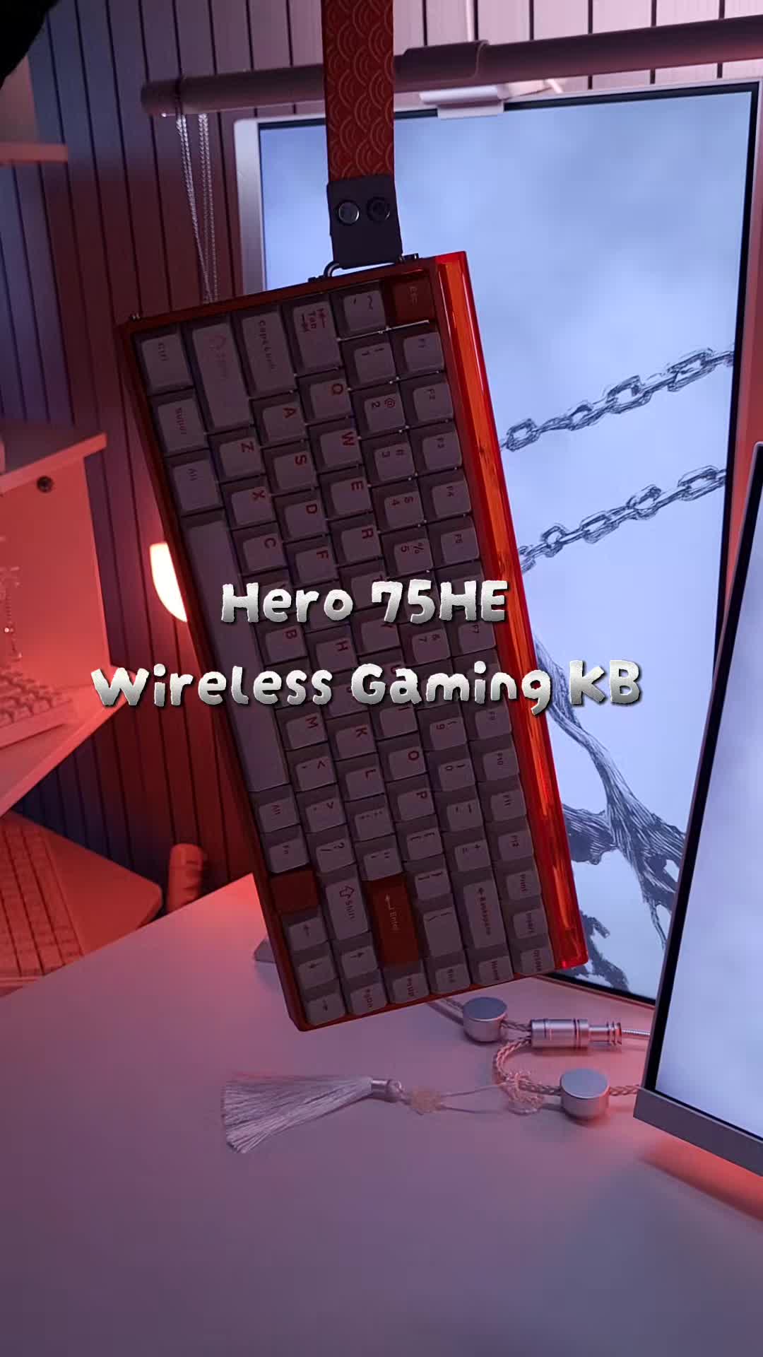 TikTok post by @itsrosepugs for Aula. Caption reads: @Aula Hero 75he Gaming KB #aulahero75he [...].