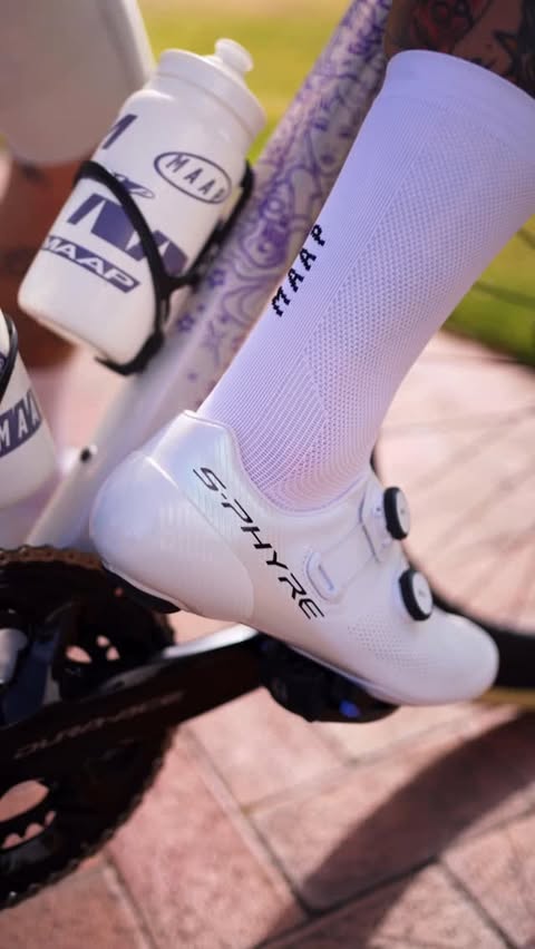 Instagram post by @thecyclingtattooist for Shimano. Caption reads: STOKED! 😎 Proud to be rolling with the....