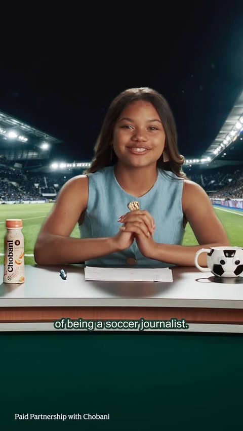 Instagram post by @jazzysworldtv for Chobani. Caption reads: #AD This is @chobani’s Pre-Match Power Up️ ⚡️with....