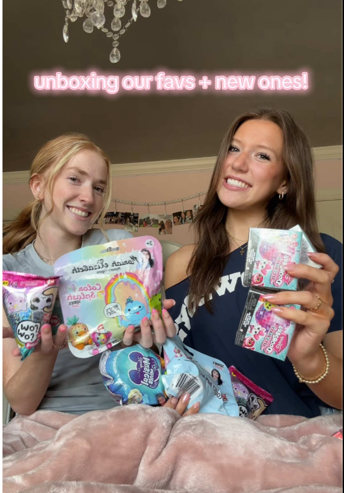 TikTok post by @soph_and_audrey for Disney Doorables. Caption reads: unboxing some of our favs!!🤩#unboxing #blindbags....
