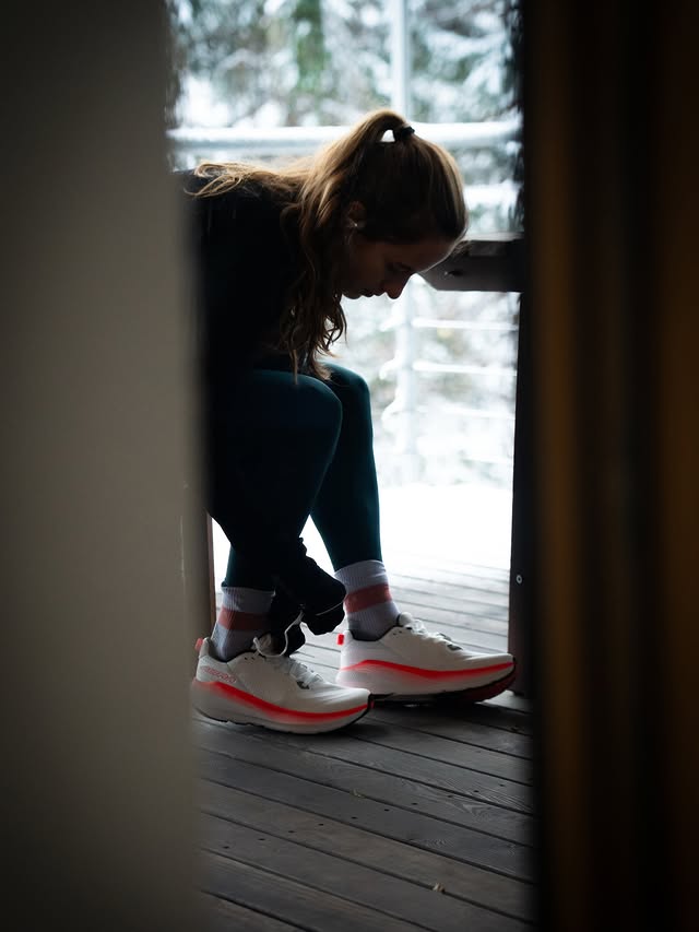 Instagram post by @a.d.moser for Altra Running. Caption reads: [...] January with the new fresh FWD VIA 2....