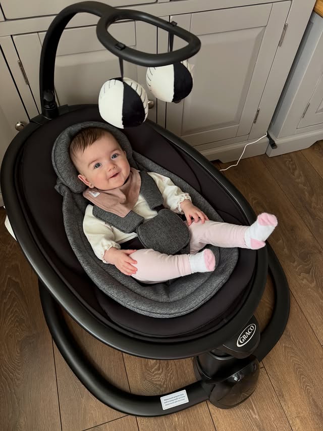 Instagram post by @di.dka_ for Graco. Caption reads: Graco Sway ‘n Grow Bluetooth Soother Suitable....