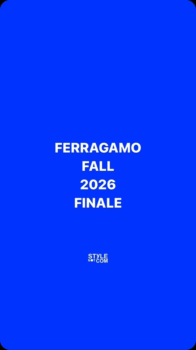 Instagram post by @stylenotcom for FERRAGAMO. Caption reads: @FERRAGAMO FALL-WINTER 2026 BY @_MAXIMILIANDAVIS_....