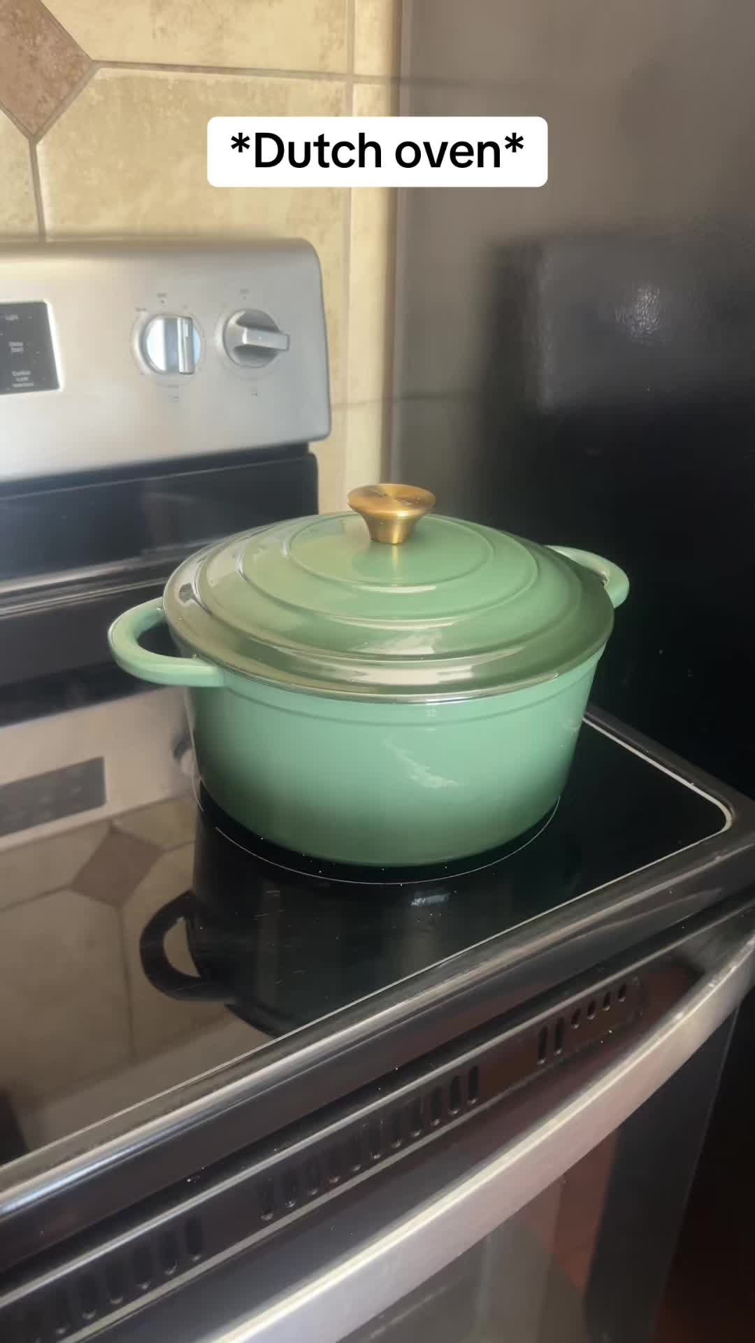 TikTok post by @jlegacy_ for Mueller Home. Caption reads: Dutch oven that bakes, sautés, cook soups and....