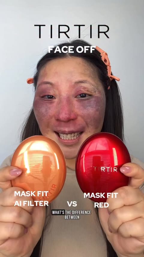 Instagram post by @beccaleebeauty for TIRTIR. Caption reads: Which @tirtir_official Cushion foundation is right....