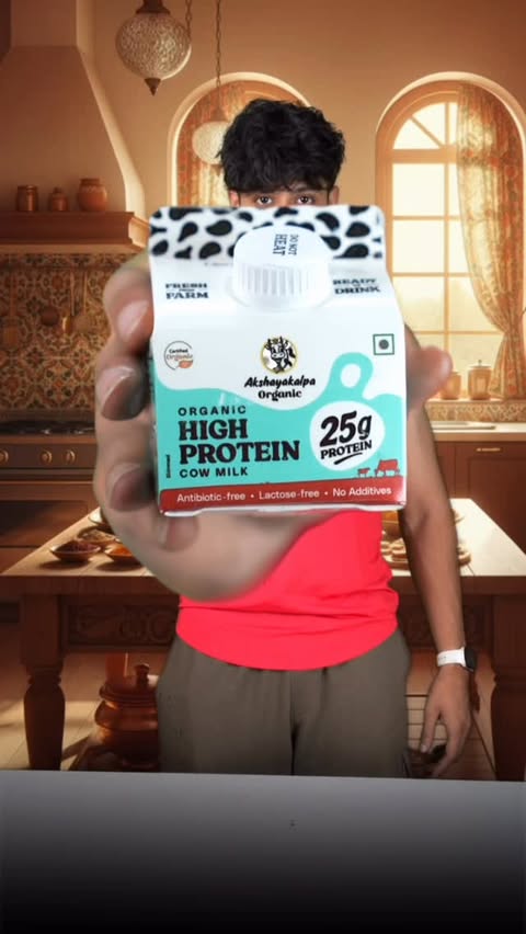 Instagram post by @limited.aakash for Akshayakalpa Organic. Caption reads: Gym bros will spend 10k on supplements but forget....