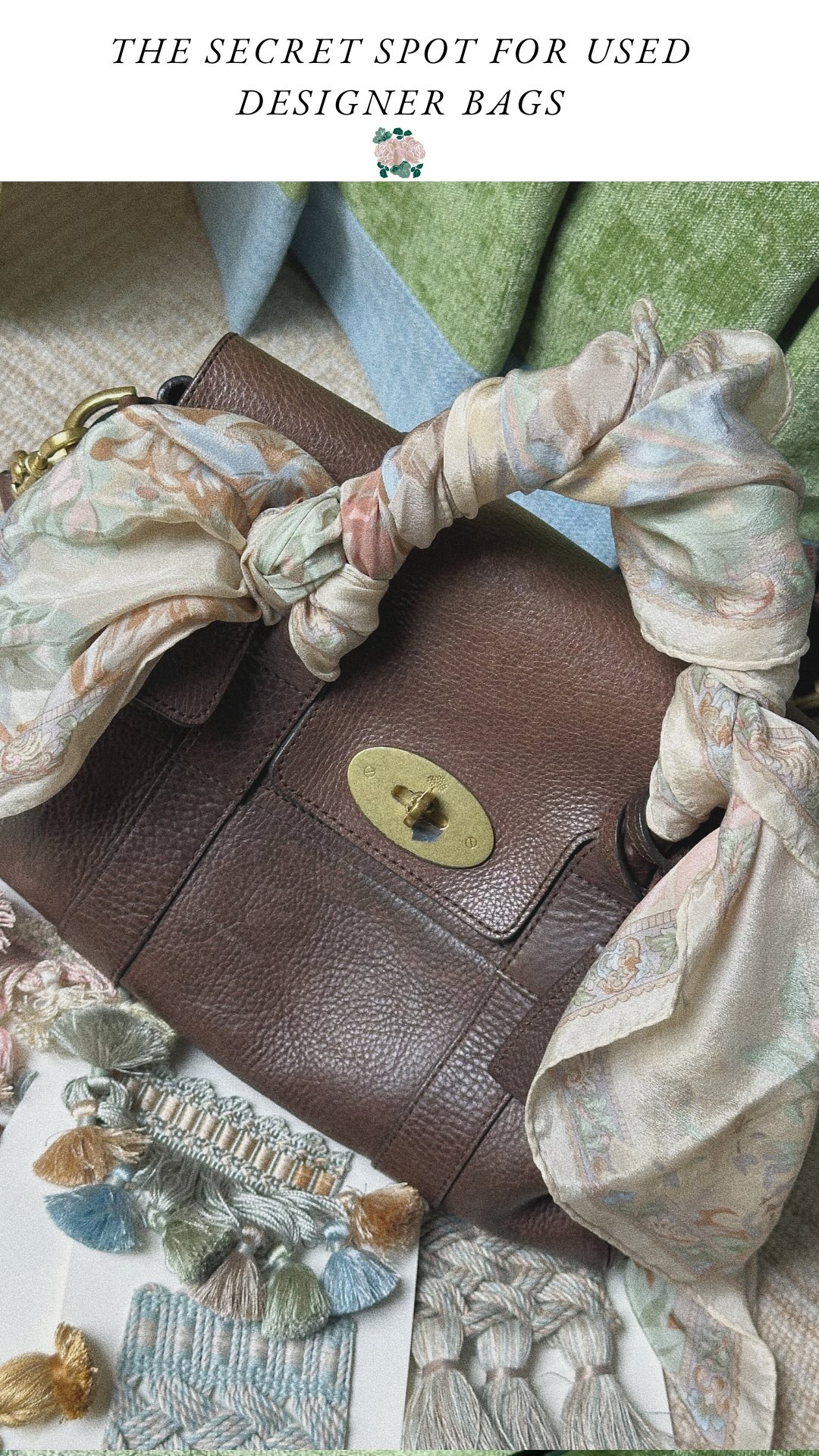 Instagram post by @aglassofbovino for Mulberry. Caption reads: Just snagged a well-loved Mulberry Bayswater....