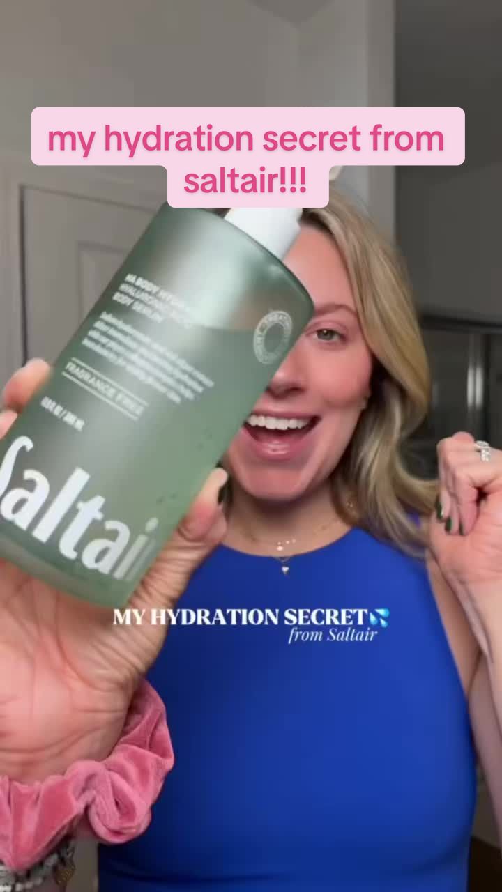 TikTok post by @skincarewithshelbs for Saltair. Caption reads: MY HYDRATION SECRET from @Saltair Body to keep my....