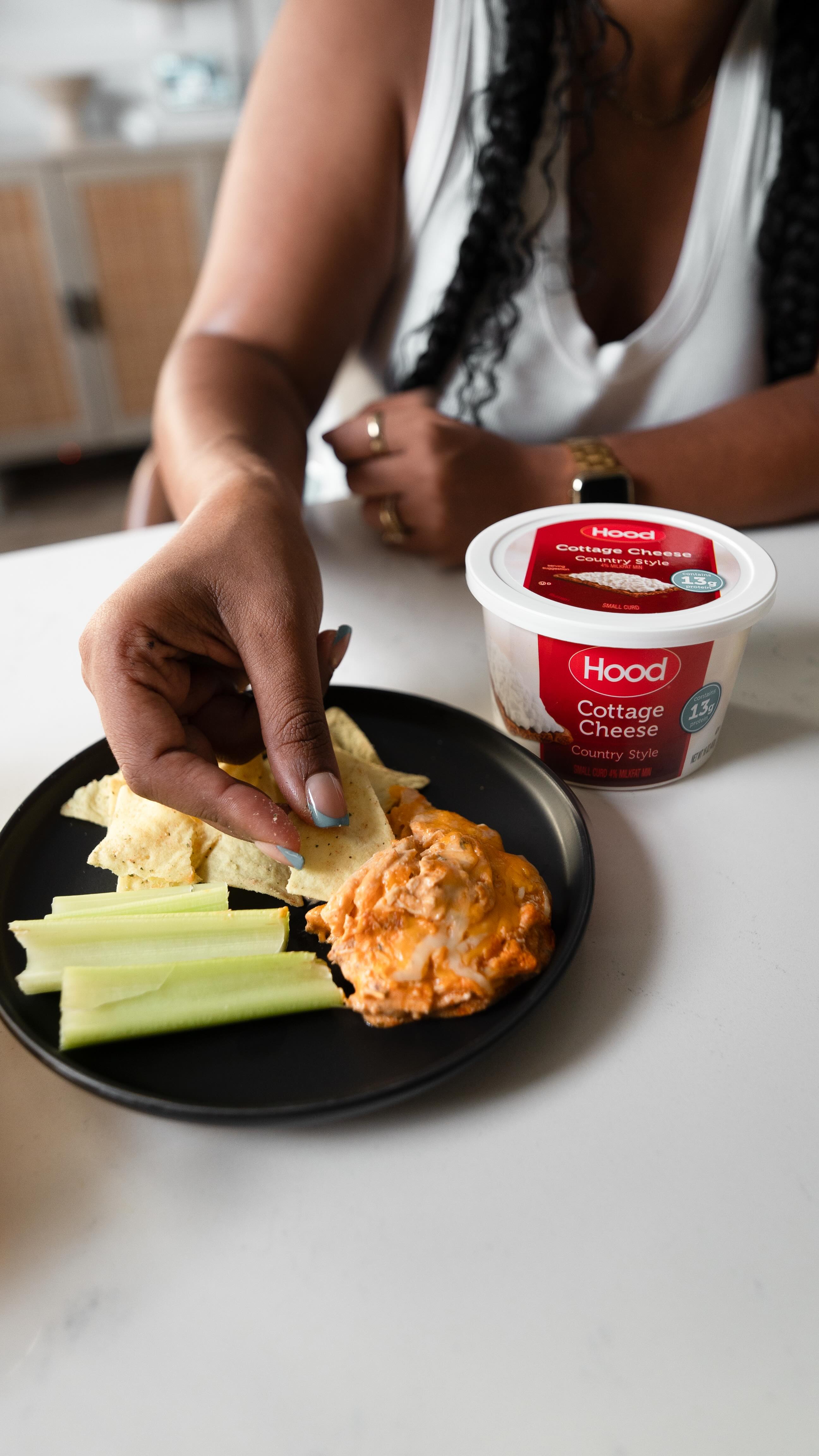 Instagram post by @kathlynceleste for Hood. Caption reads: Big flavor, creamy texture, and serious dip game.....