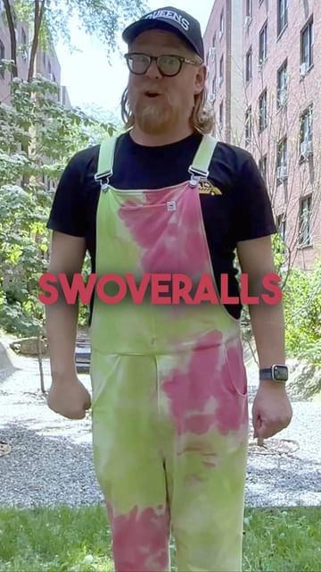 Instagram post by @benedictbeerblog for SWOVERALLS. Caption reads: [...] can do in your Pink Lemonade Tie Dye....