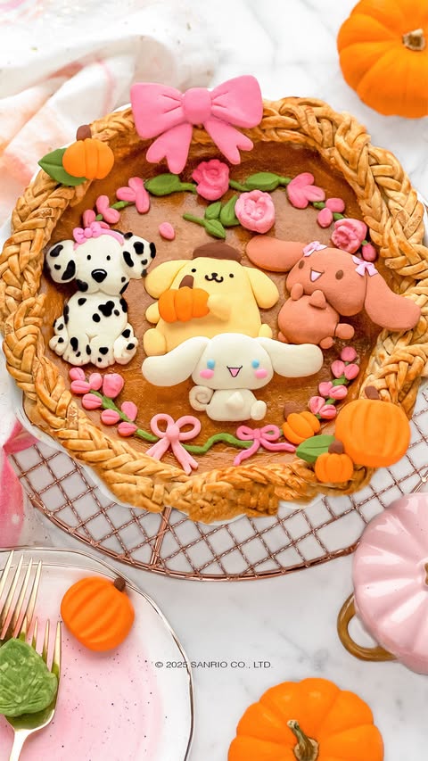Instagram post by @luxeandthelady for Sanrio. Caption reads: Fall-ing for you 🥧🍂🎀 - The leaves are falling,....