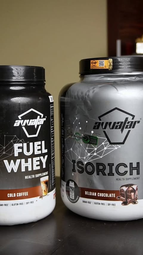Instagram post by @kavinath_fitz1 for Avvatar Sports Nutrition. Caption reads: Whey Concentrate (vs) Isolate ! Supplements....