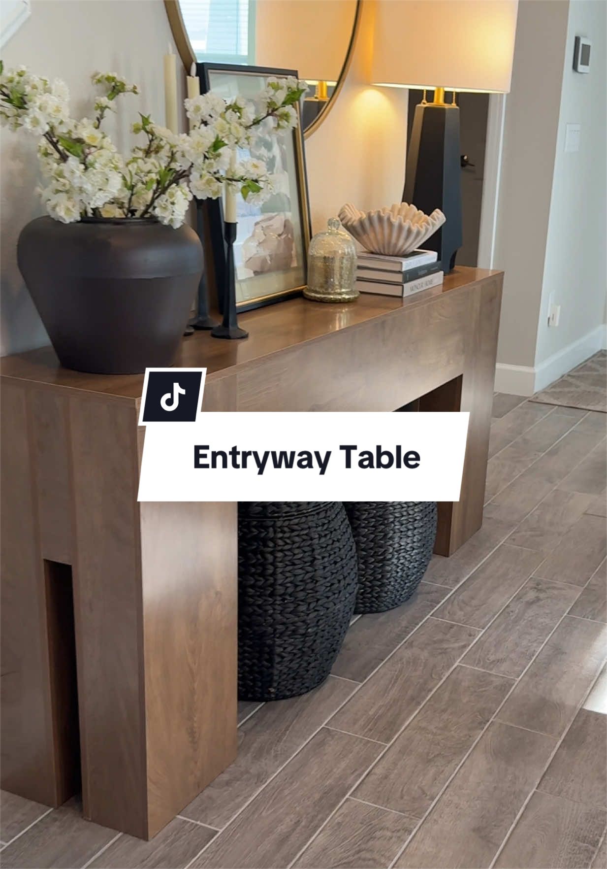TikTok post by @reallaurakay for Tribesigns. Caption reads: [...] #table #entrywaytable #entrywaydecor....