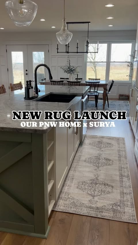 Instagram post by @homewithkrissy for Boutique Rugs. Caption reads: [...] @ourpnw_home x Surya collection from....