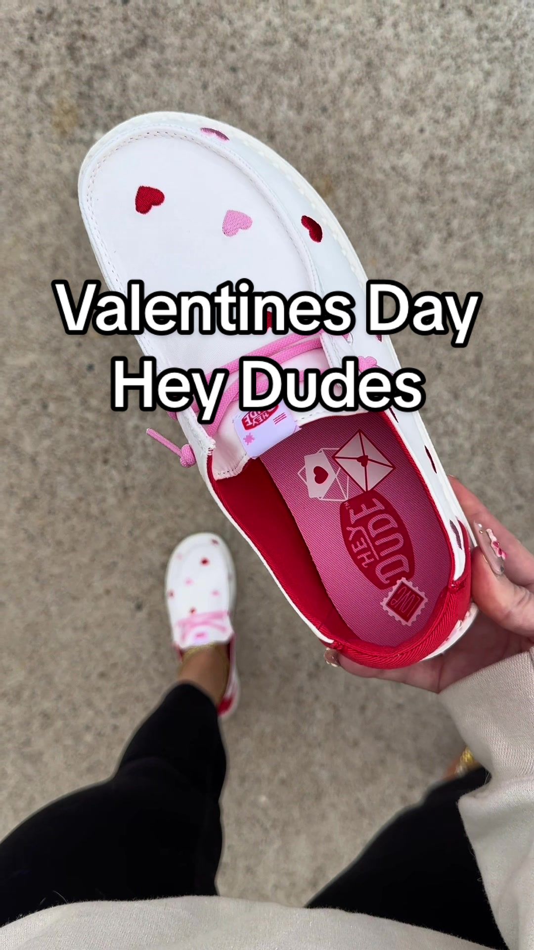 TikTok post by @bekahlynnewithtwins for HEYDUDE shoes. Caption reads: @HeyDude #heydude #heydudeshoes #heydudewendy....
