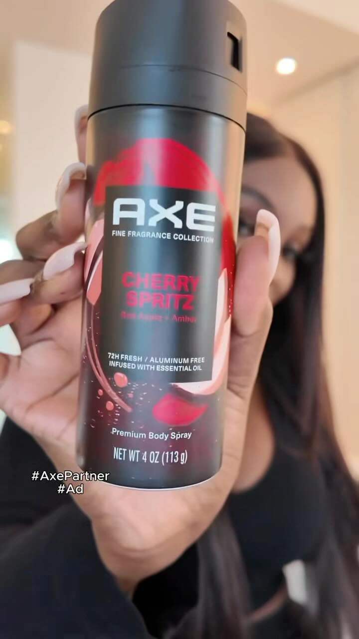 Instagram post by @janacraig_ for AXE. Caption reads: Obsessing over this new @axe body spray🍒 trust....