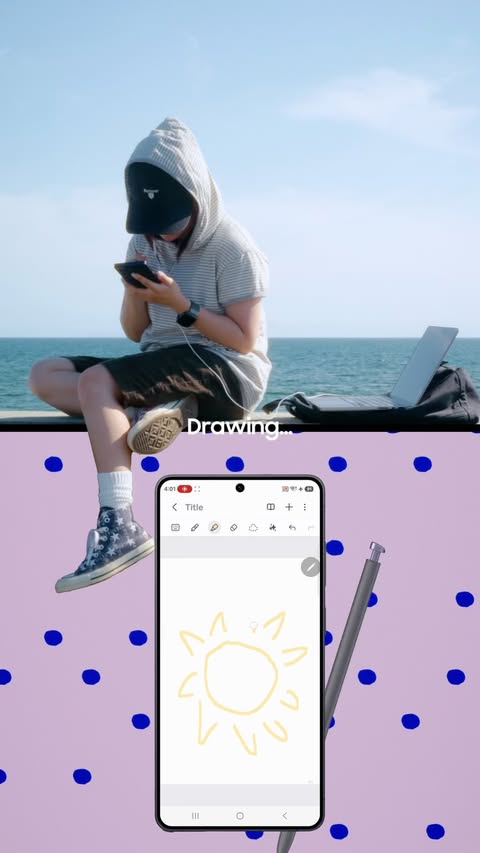 Instagram post by @potato0x_x for Samsung #withGalaxy. Caption reads: Quick Share ➕ AirDrop® users 🟰 ridiculously easy....